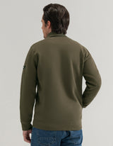 Olive Textured Mock Neck Zipper