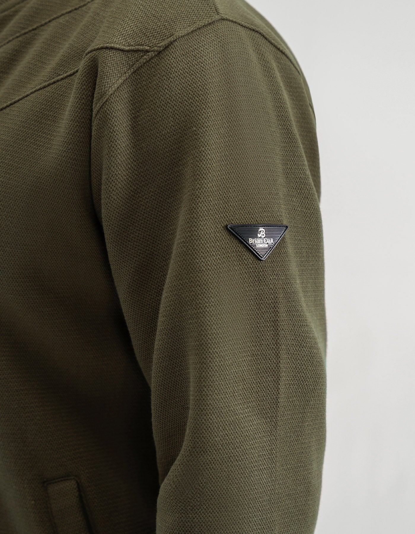 Olive Textured Mock Neck Zipper