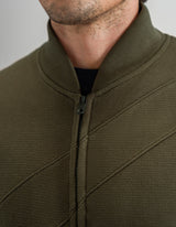 Olive Textured Mock Neck Zipper