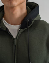 Plain Moss Full Zip Fleece Hoodie
