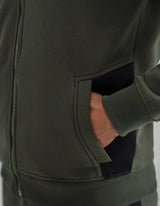 Plain Moss Full Zip Fleece Hoodie