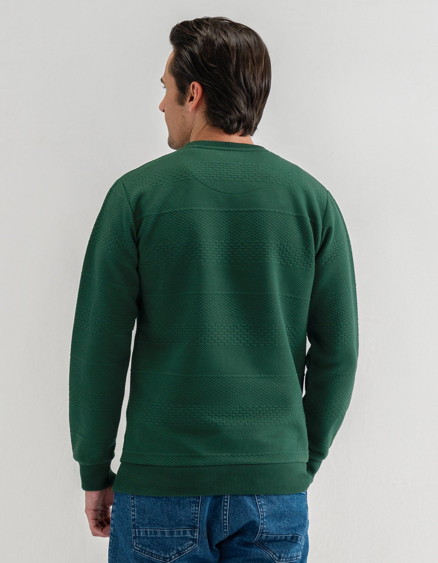 British Green Textured Jacquard Sweatshirt