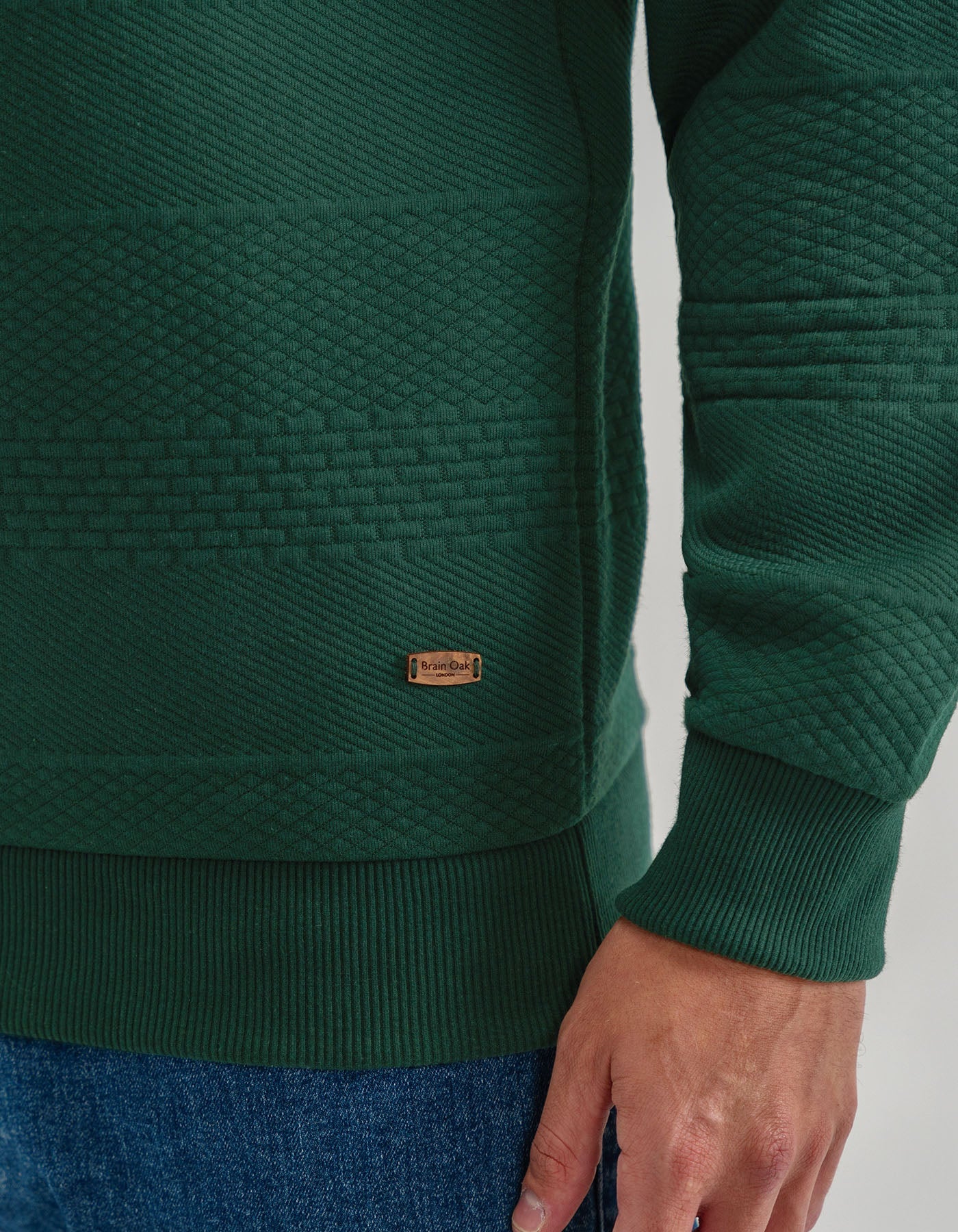 British Green Textured Jacquard Sweatshirt