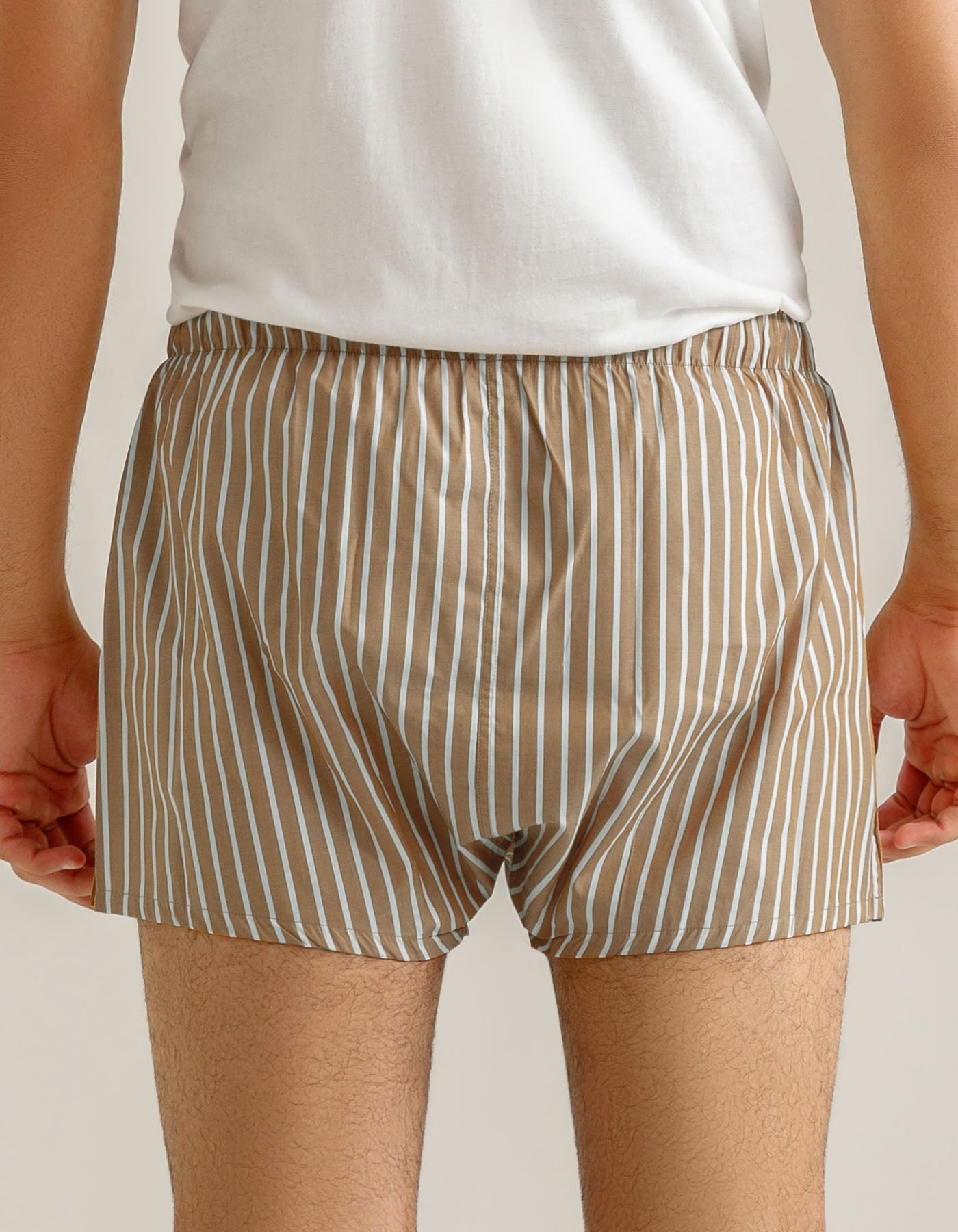 Light Brown Striped Woven Boxer