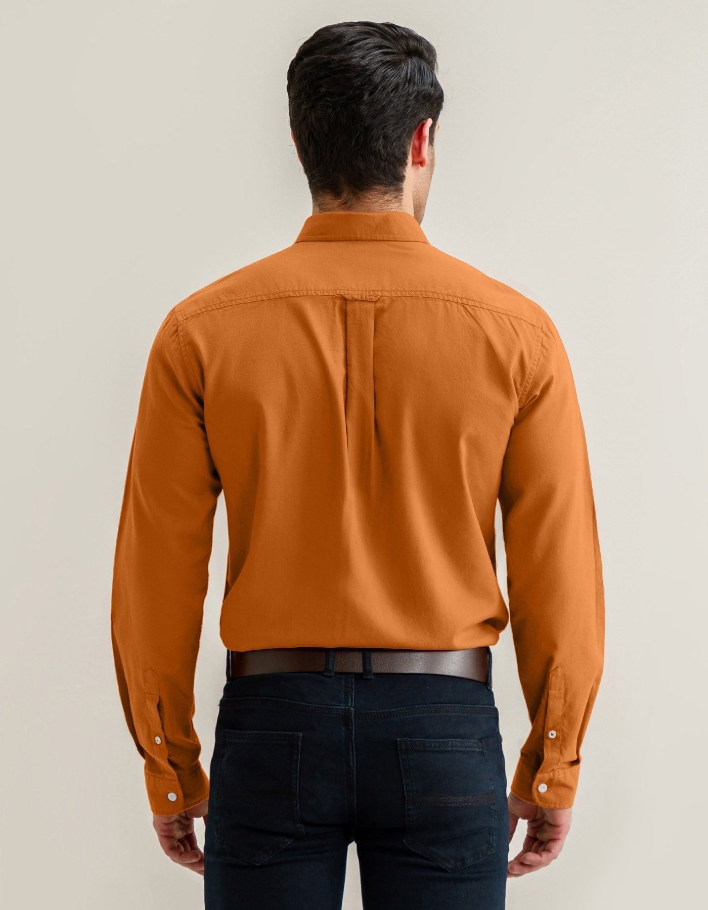 Rust Long Sleeve Button Down Collar Shirt