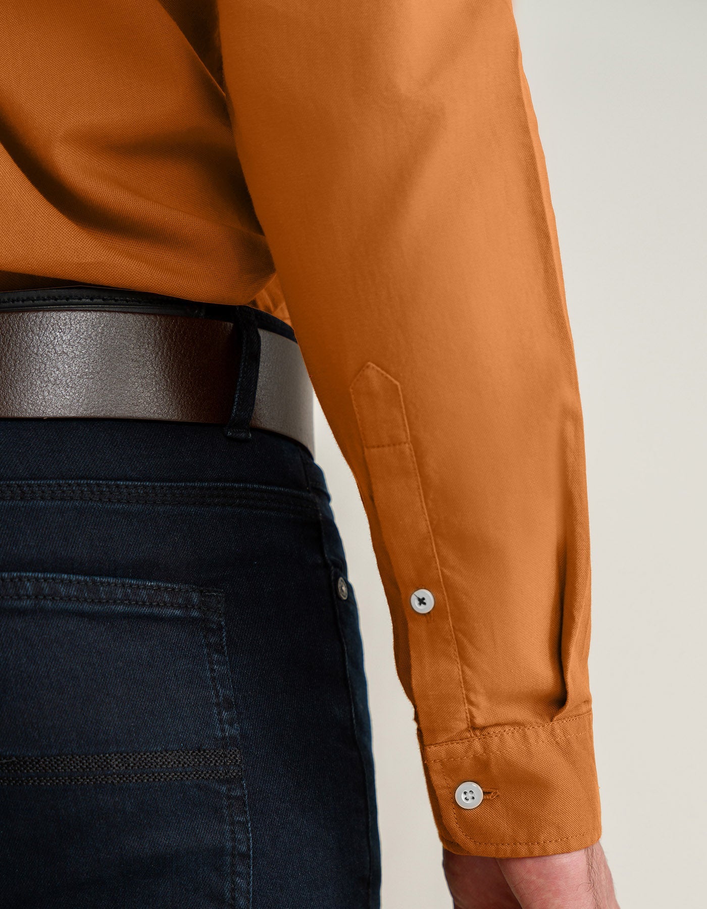 Rust Long Sleeve Button Down Collar Shirt