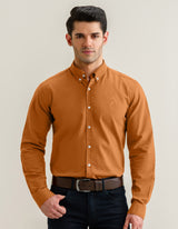 Rust Long Sleeve Button Down Collar Shirt