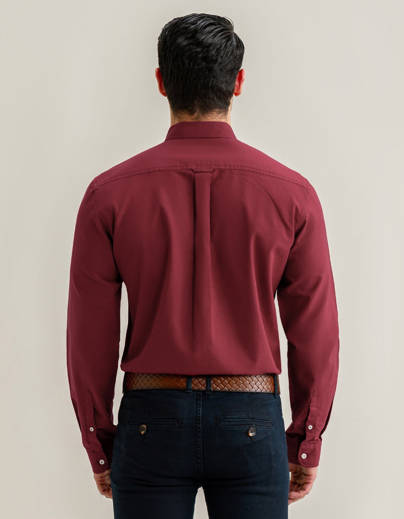 Maroon Long Sleeve Button Down Collar Shirt