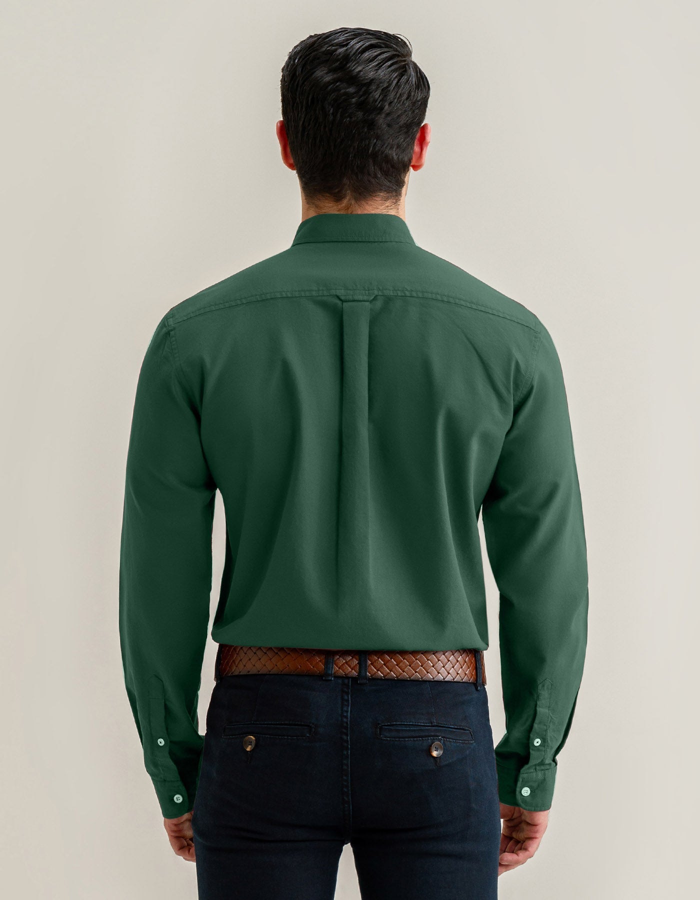 Dark Green Long Sleeve Button Down Casual Shirt