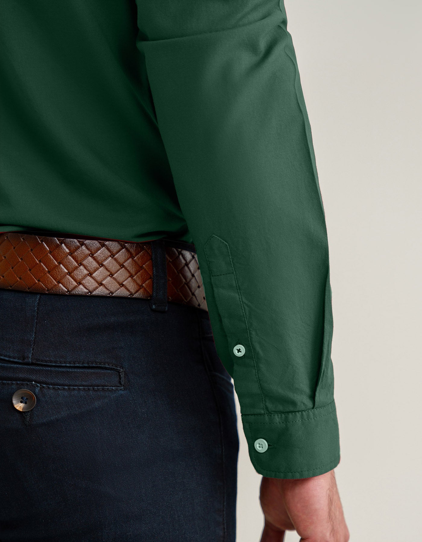 Dark Green Long Sleeve Button Down Casual Shirt