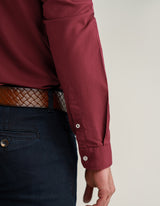 Maroon Long Sleeve Button Down Collar Shirt