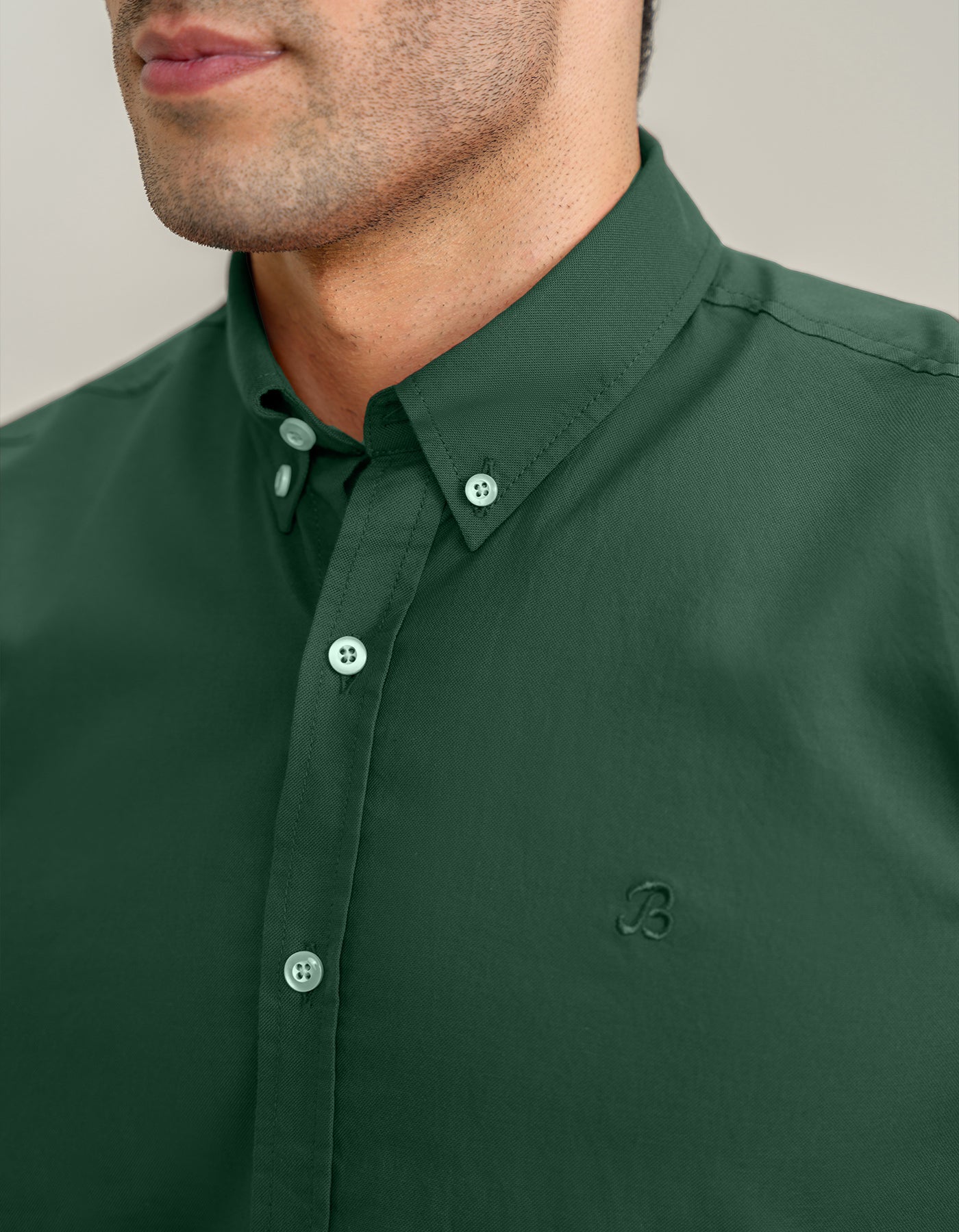 Dark Green Long Sleeve Button Down Casual Shirt