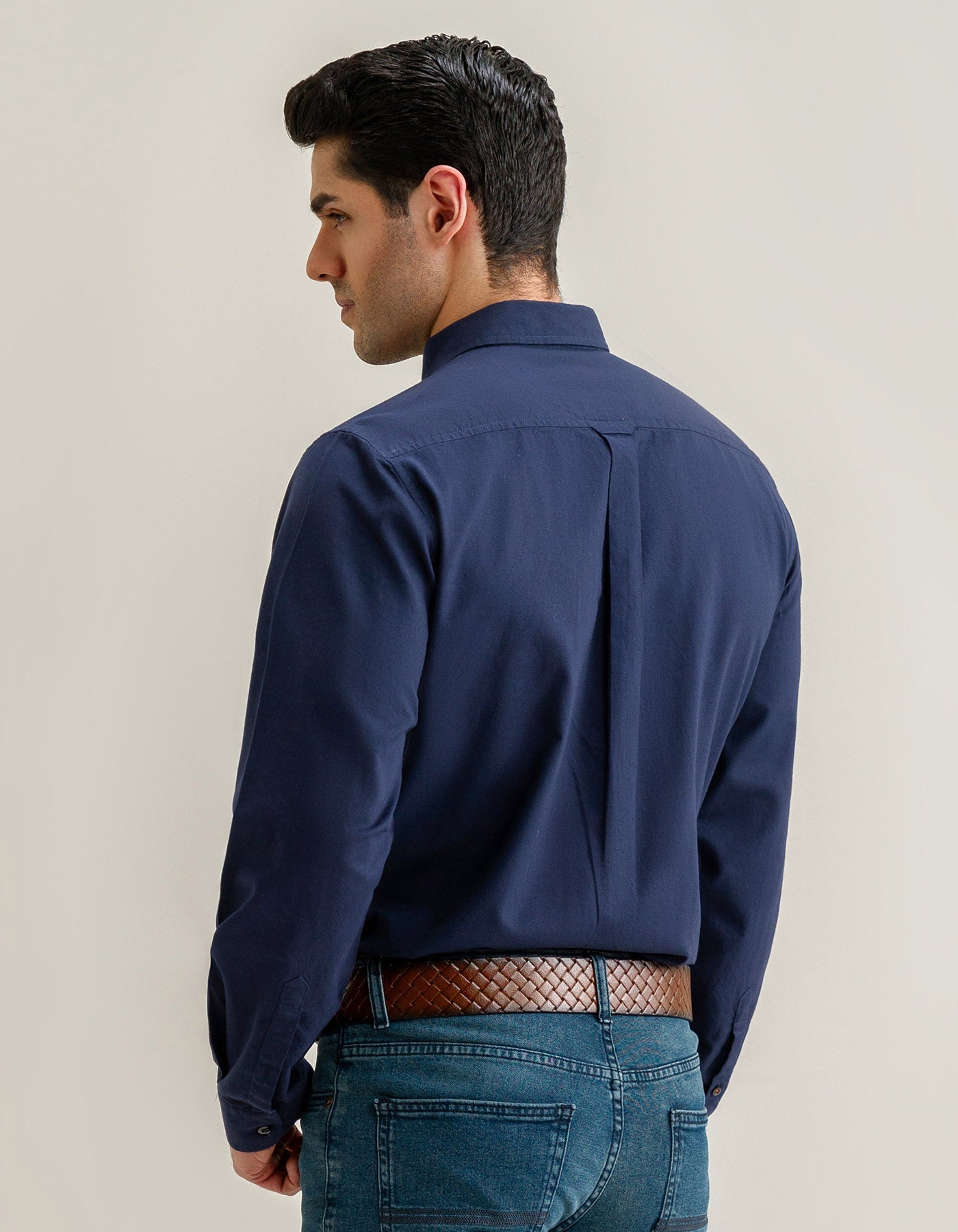 Navy Long Sleeve Button Down Casual Shirt
