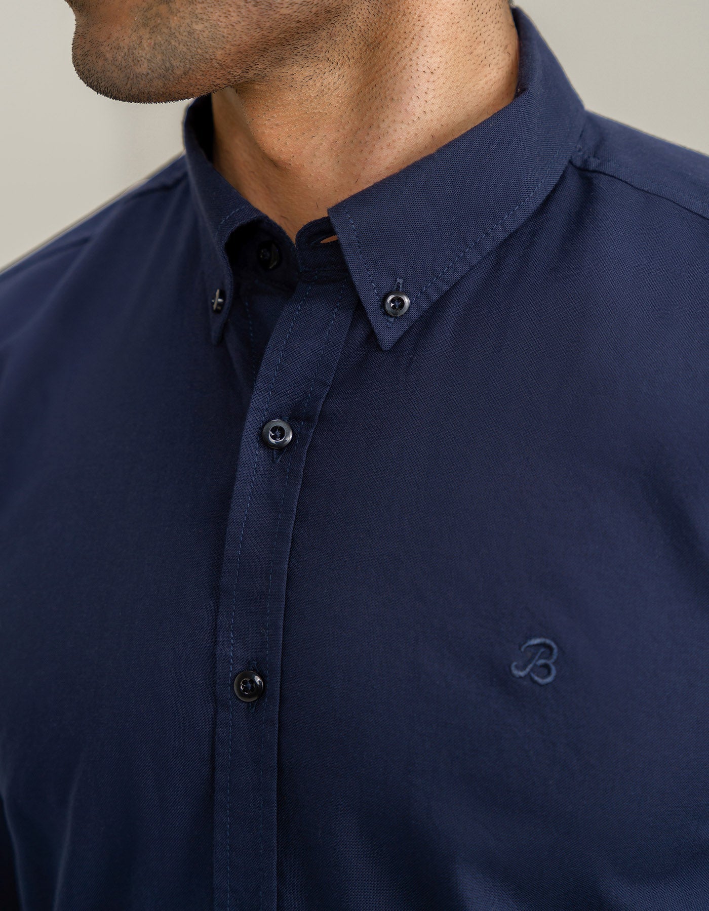 Navy Long Sleeve Button Down Casual Shirt