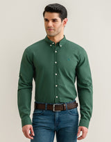 Dark Green Long Sleeve Button Down Casual Shirt