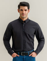 Black Long Sleeve Button Down Casual Shirt