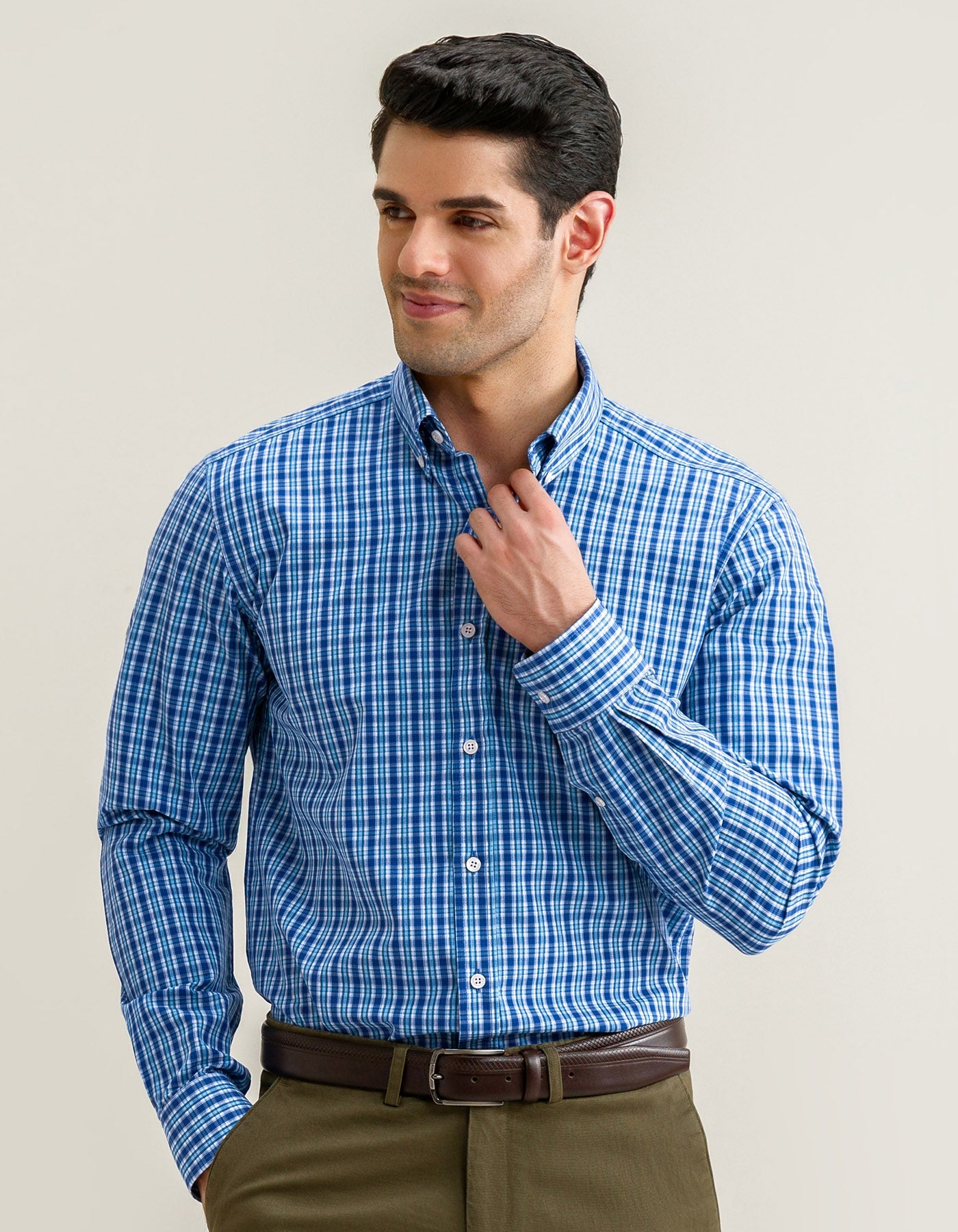Sky Blue Casual Check Shirt