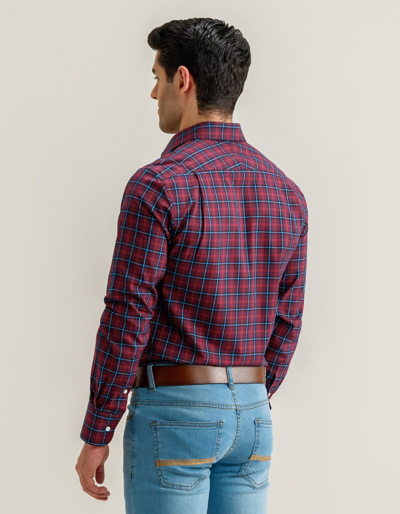Checkered Dress Shirt – Maroon