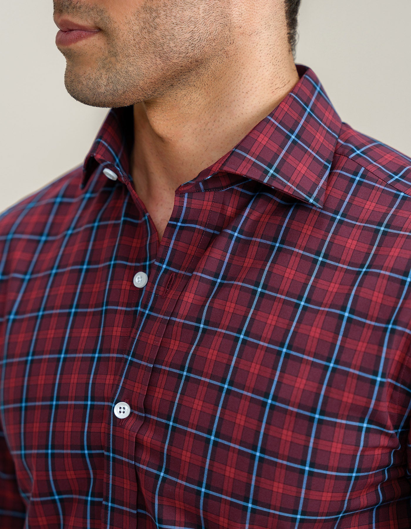 Checkered Dress Shirt – Maroon