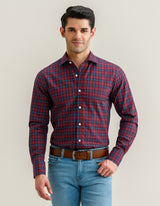 Checkered Dress Shirt – Maroon