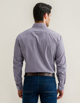 Casual Checkered Shirt - Dark Maroon