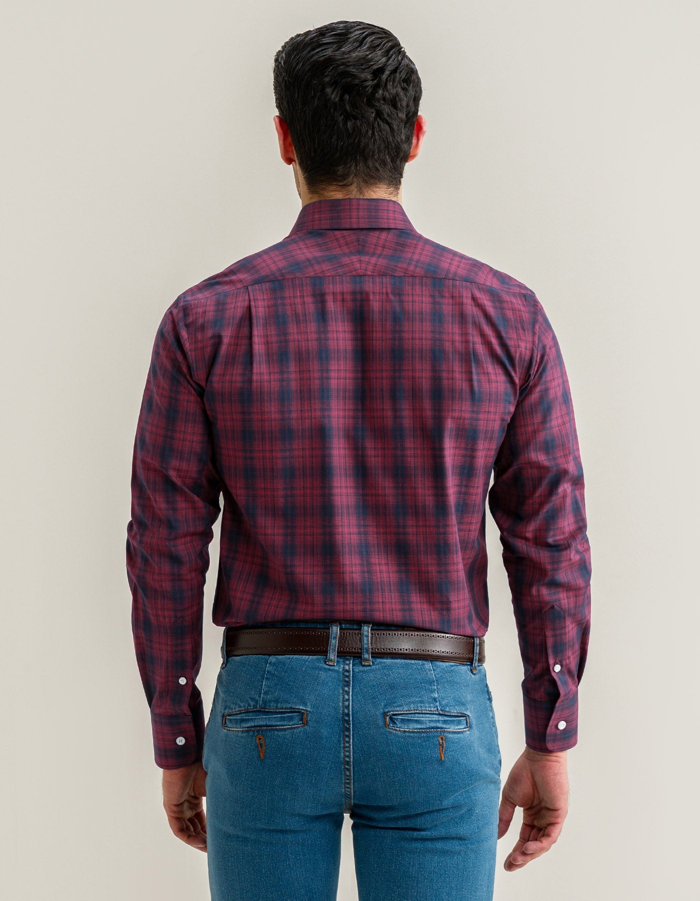 Maroon and Black Cotton Check Shirt