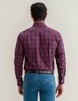 Maroon and Black Cotton Check Shirt