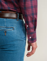 Maroon and Black Cotton Check Shirt