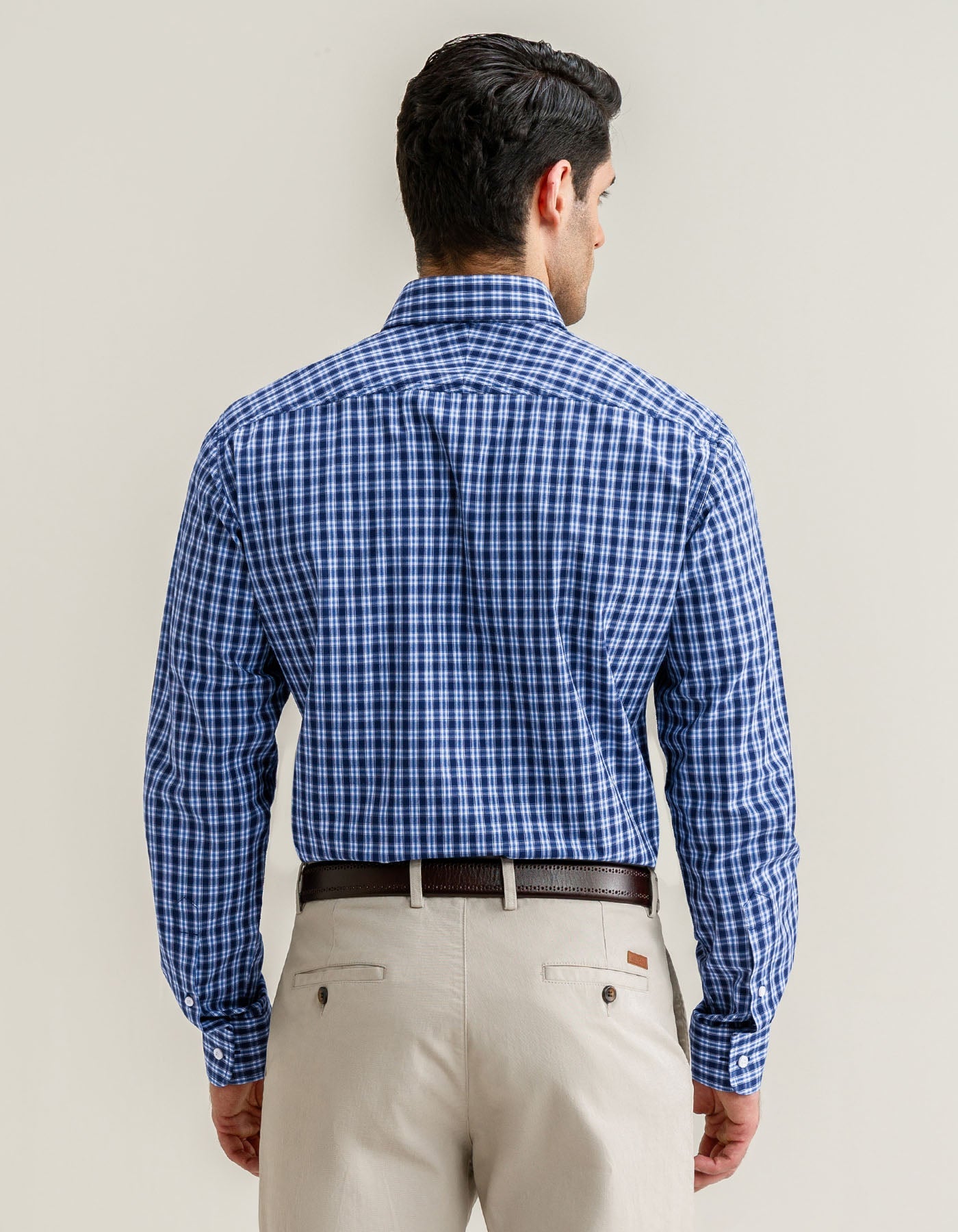 Navy Blue Casual Check Shirt