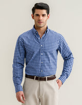 Navy Blue Casual Check Shirt