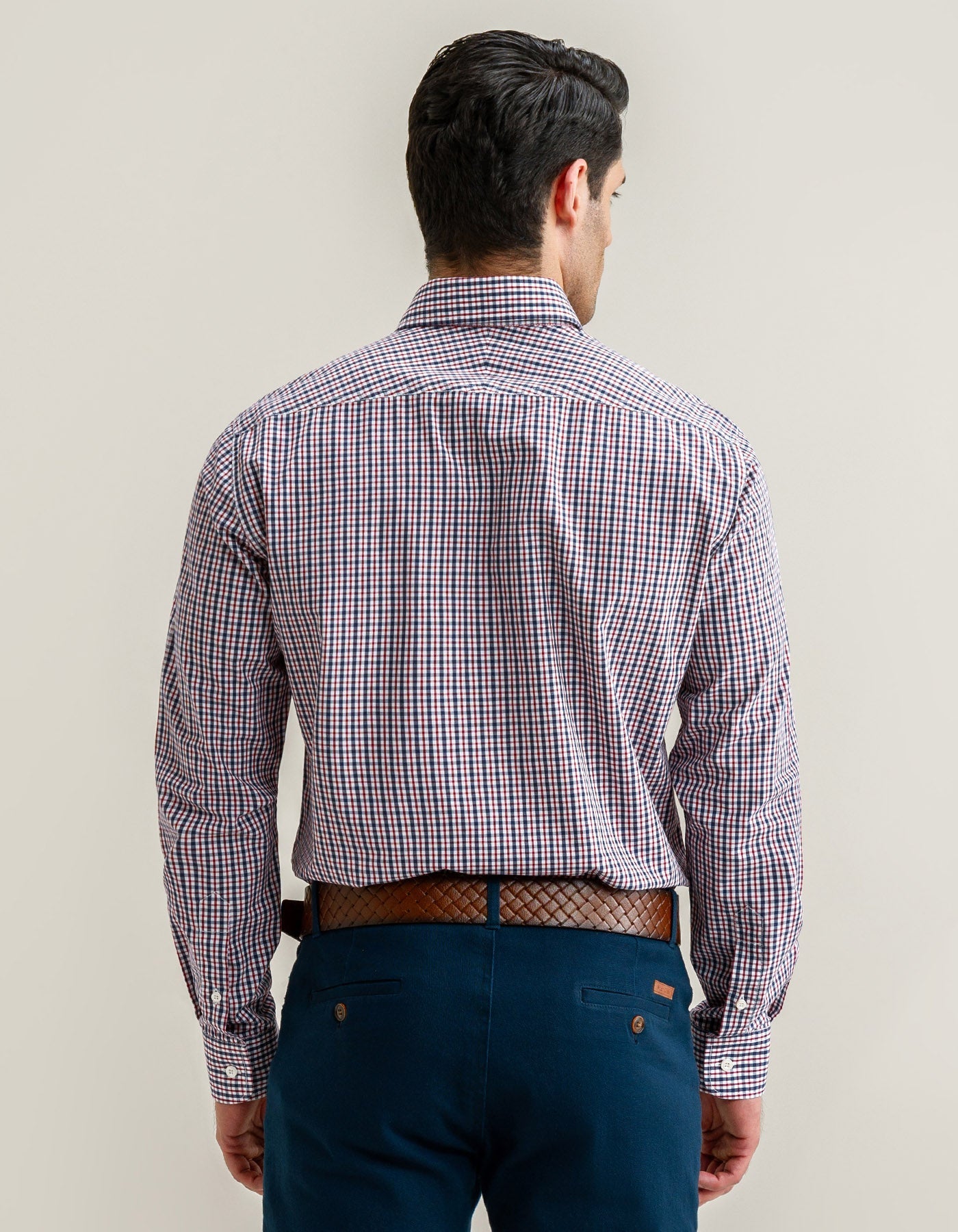 Easy Care Casual Check Shirt - Navy