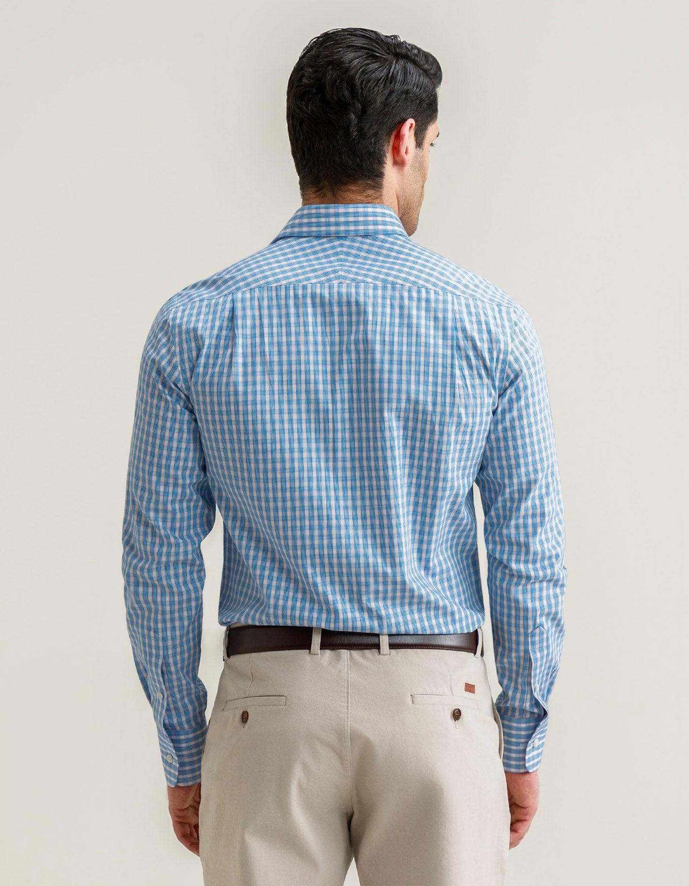 Light Blue Checkered Dress Shirt