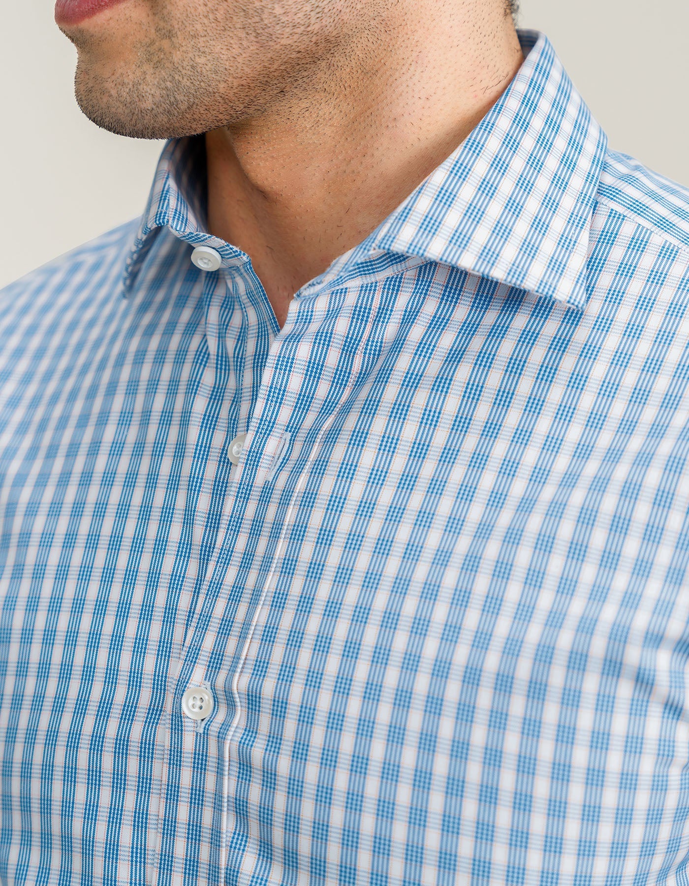 Light Blue Checkered Dress Shirt