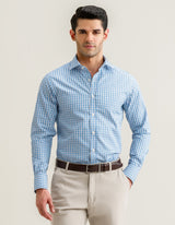 Light Blue Checkered Dress Shirt