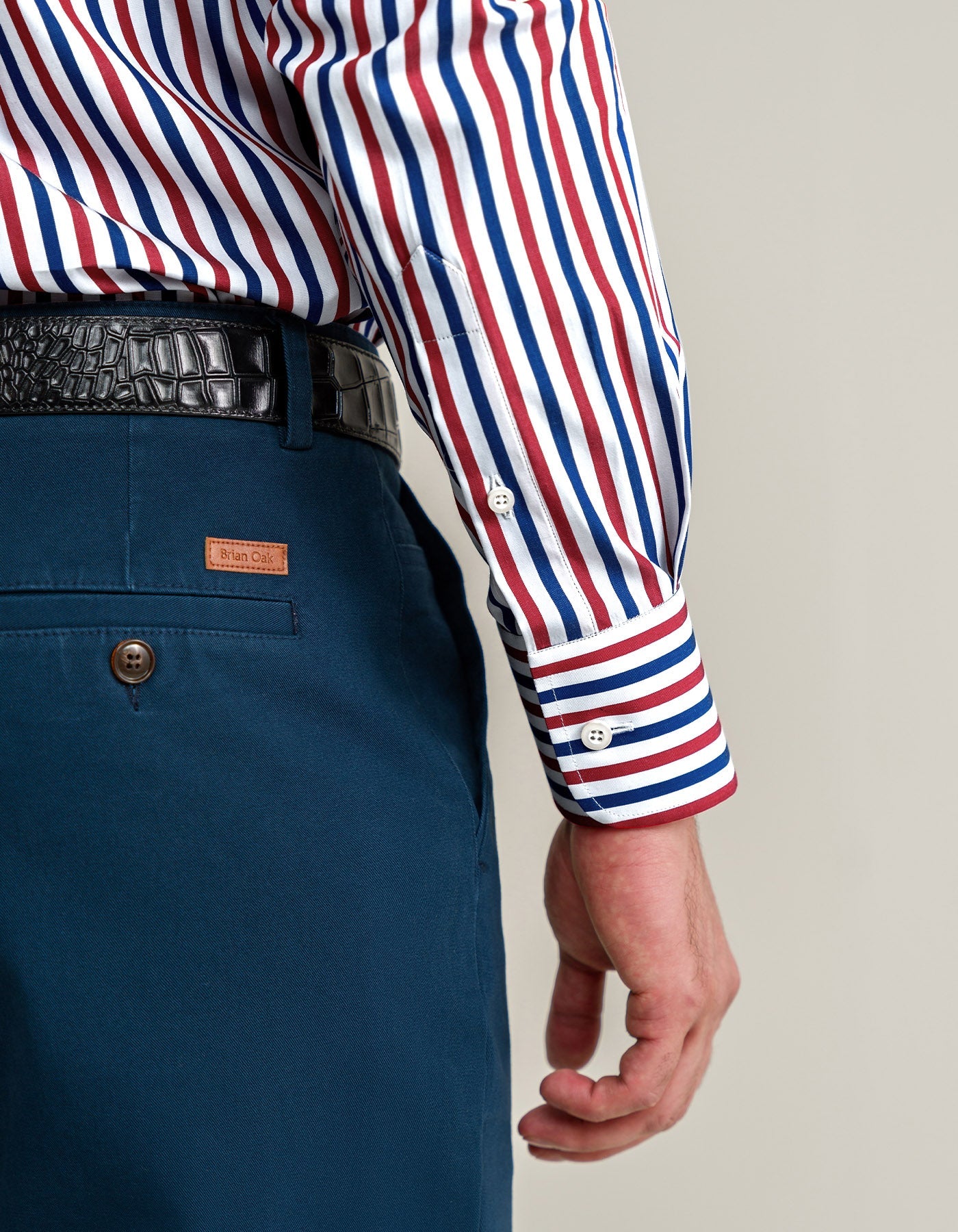 Royal Blue and Red Striped Formal Shirt