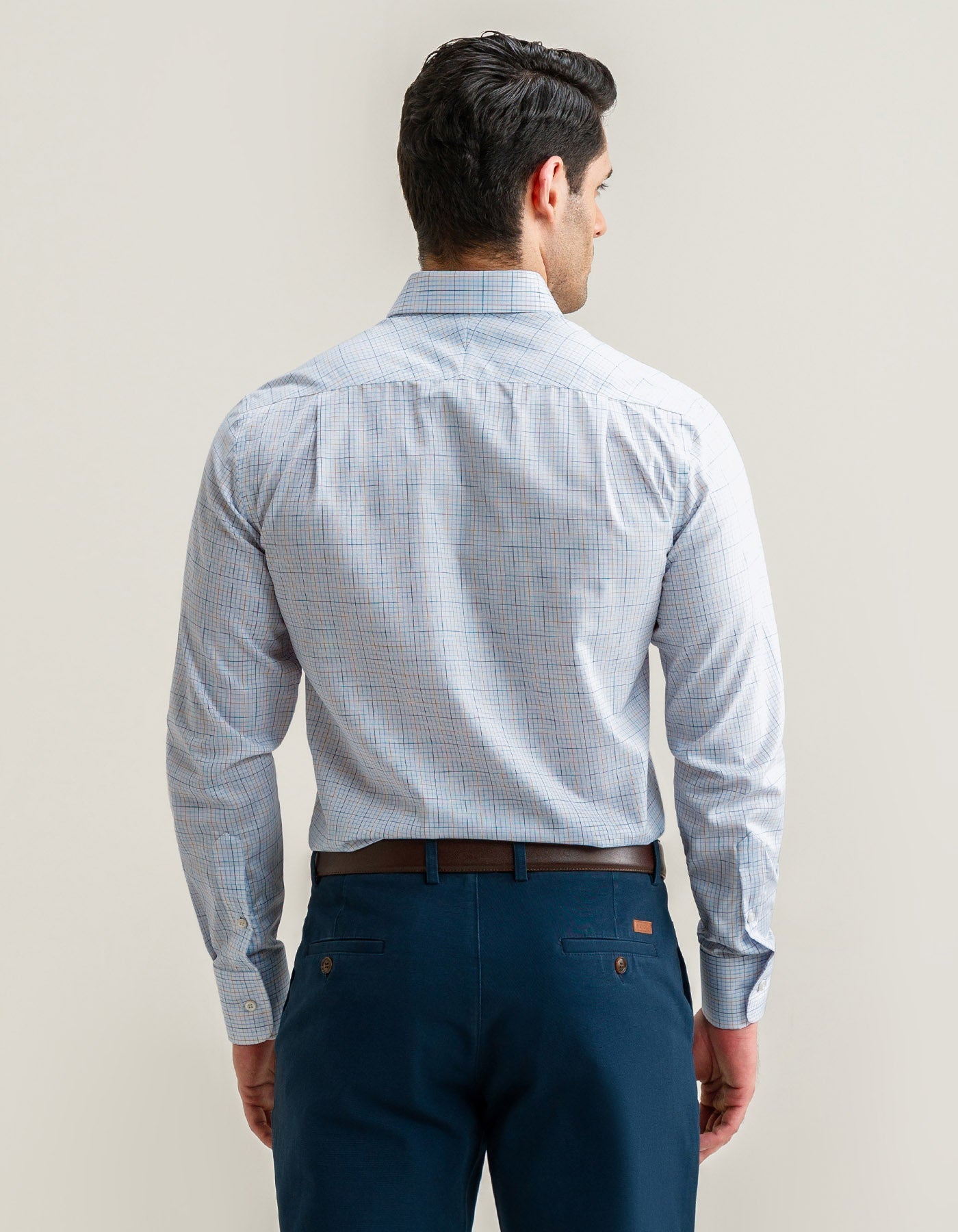 Check Dress Shirt – Blue and Light Brown