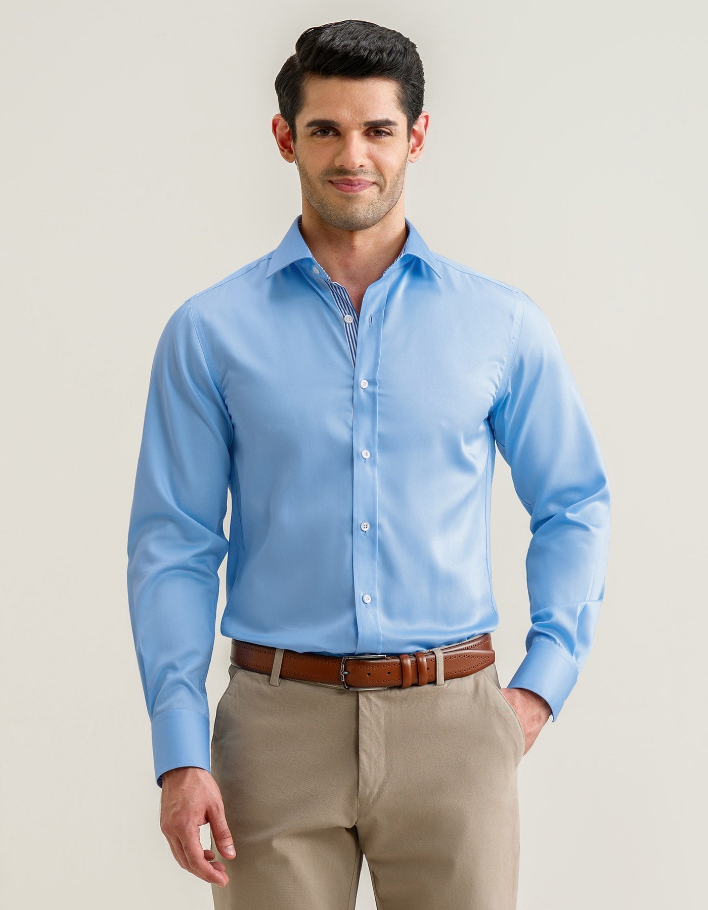 Sky Blue Designer Satin Shirt