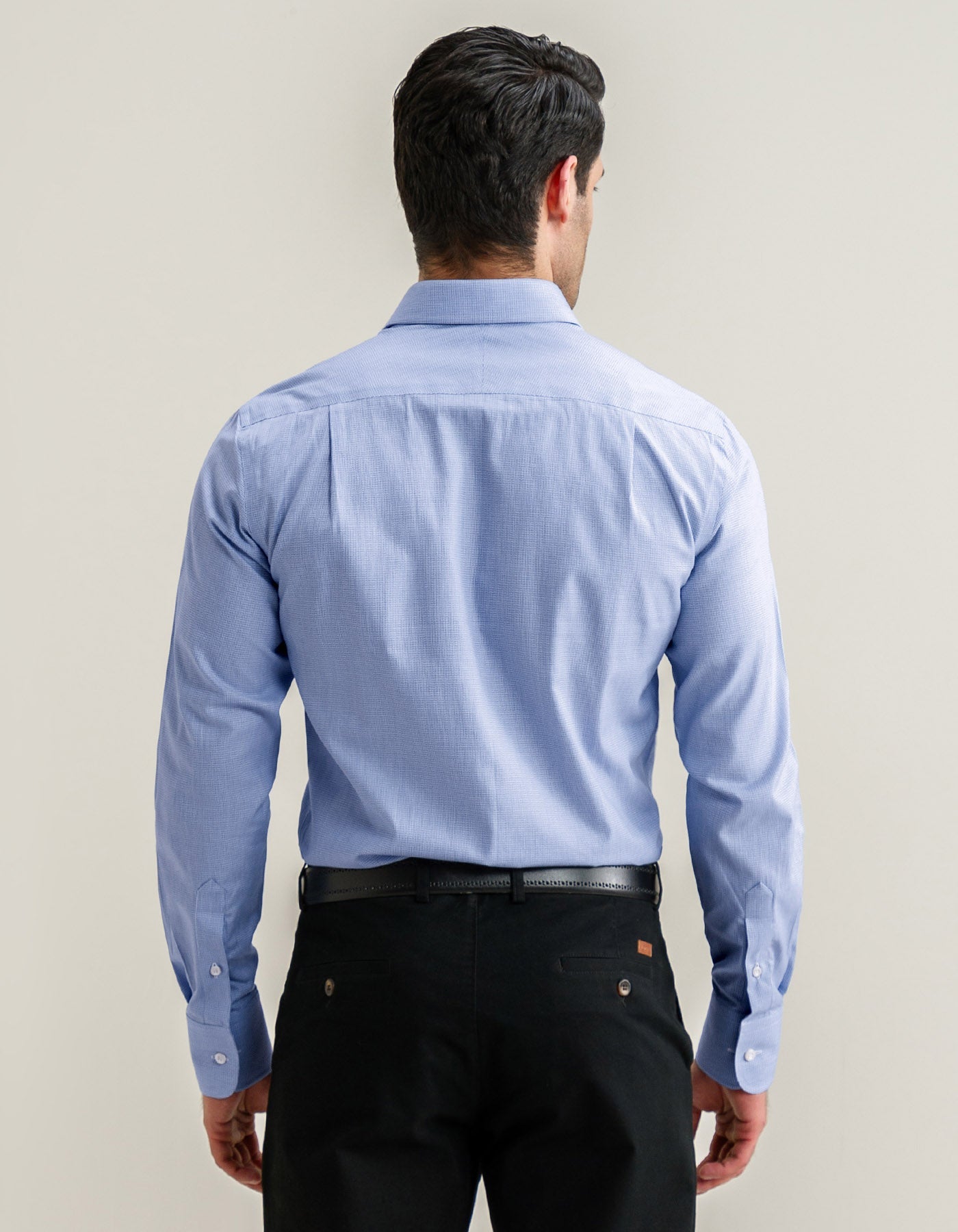 Easy Care Formal Check Shirt – Light Blue