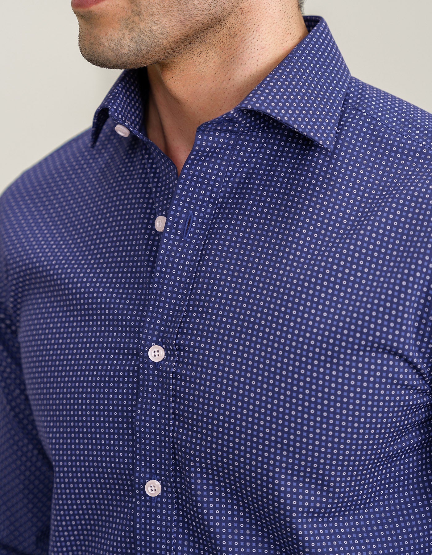 Easy Care Patterned Shirt – Egyptian Blue