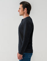 Black Long Sleeve Textured Crew Neck T-Shirt