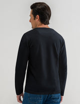 Black Long Sleeve Textured Crew Neck T-Shirt