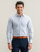 Striped Cotton Dress Shirt – Blue and Mustard