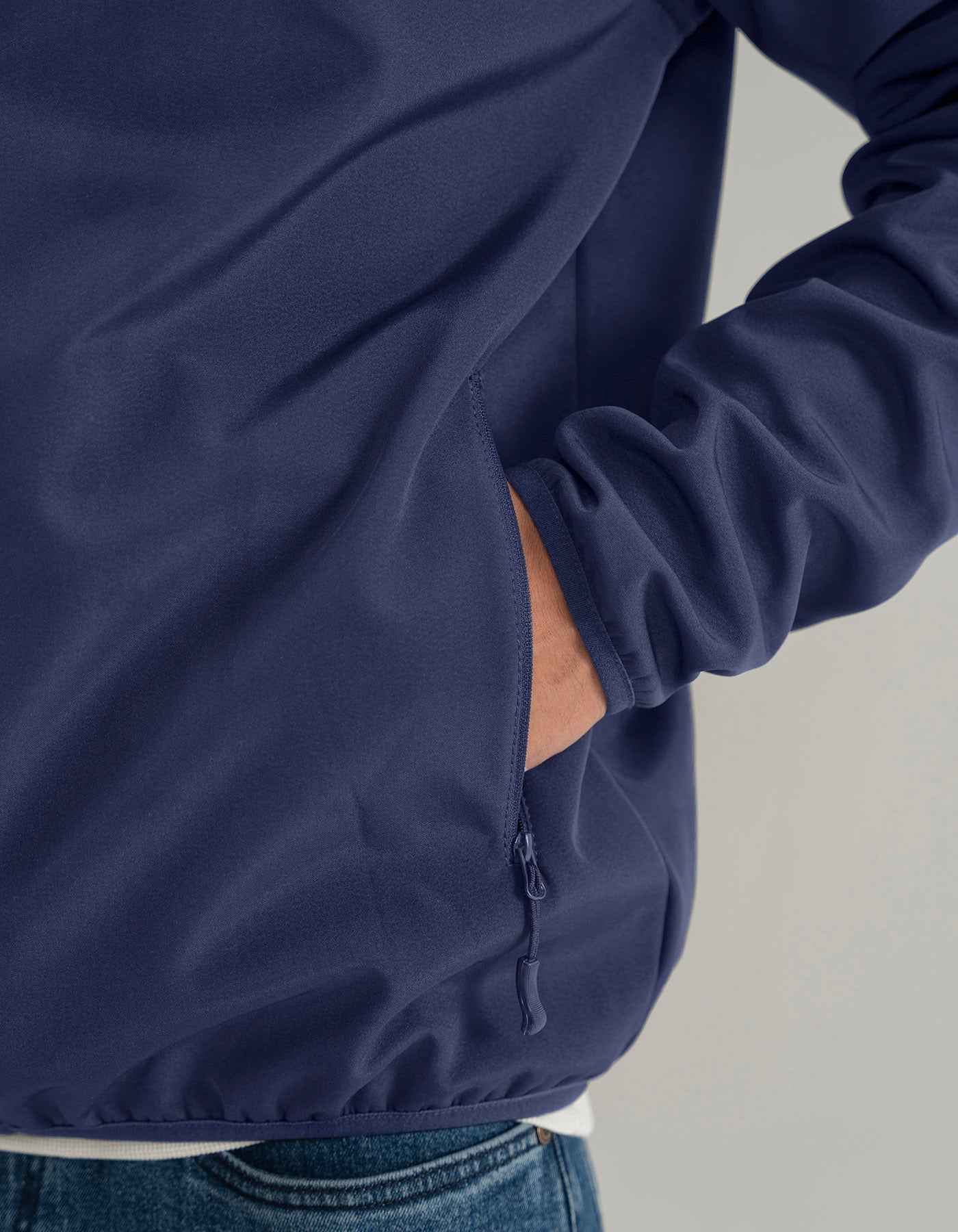 Navy Hooded Windbreaker Jacket
