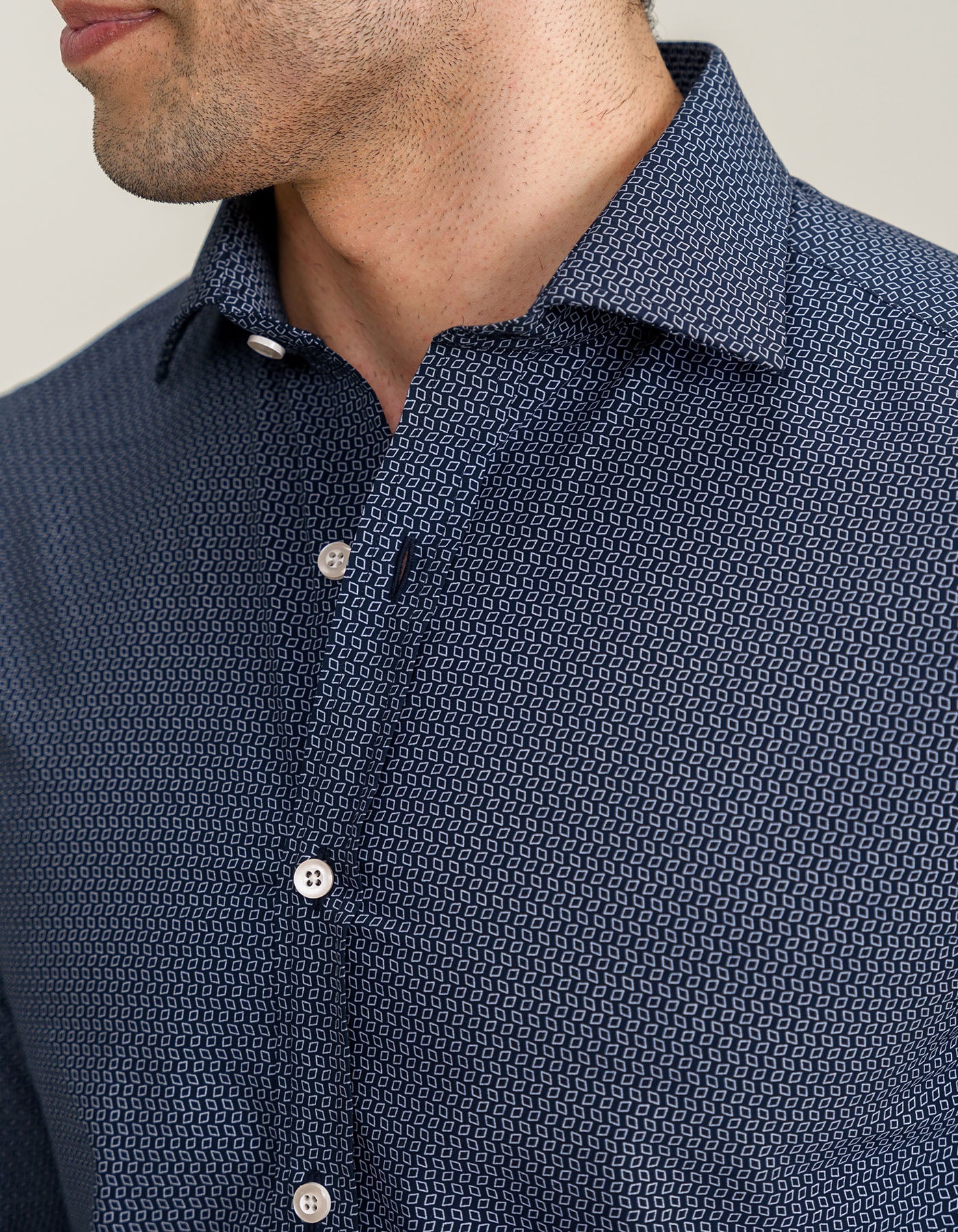 Patterned Dress Shirt – Navy Blue