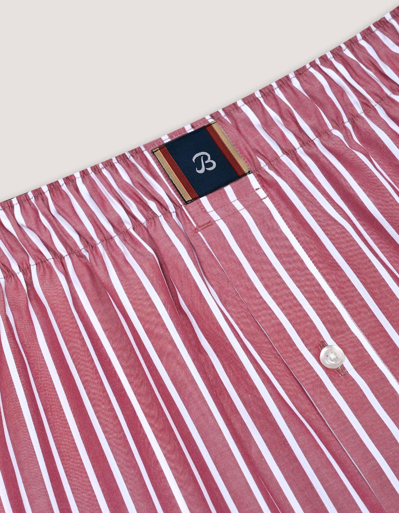 Maroon and White Striped Woven Boxer Short
