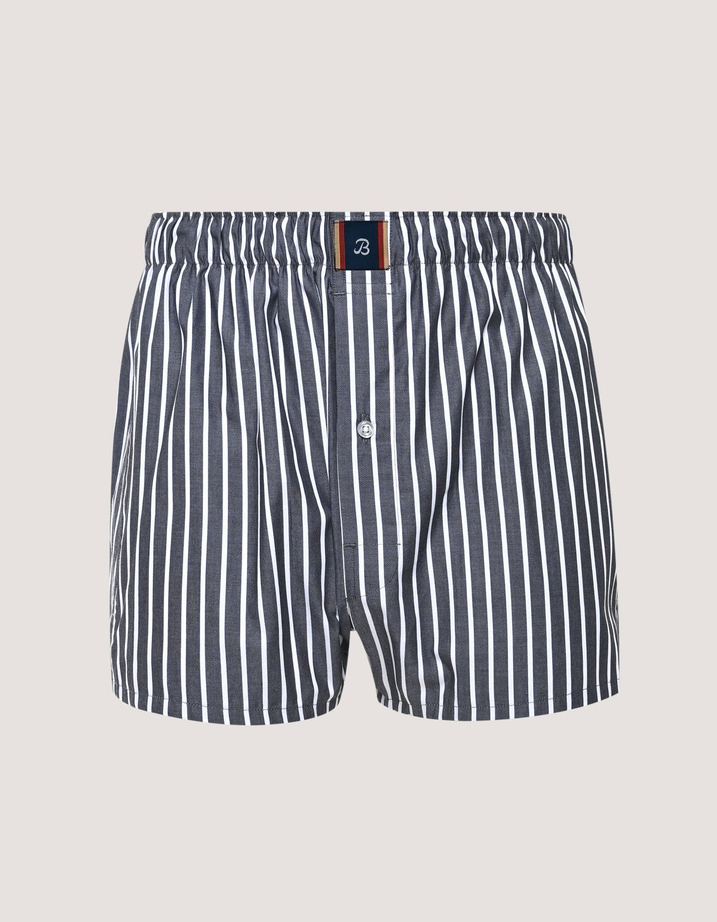 Charcoal Grey Striped Cotton Boxer