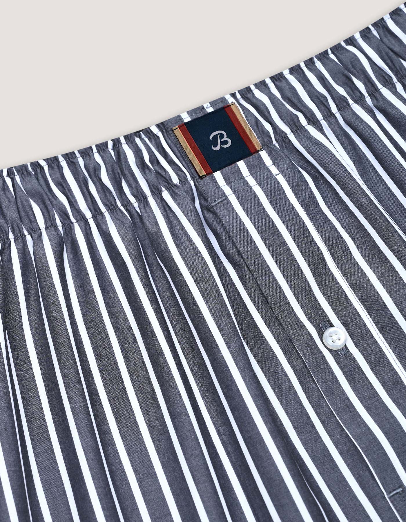 Charcoal Grey Striped Cotton Boxer