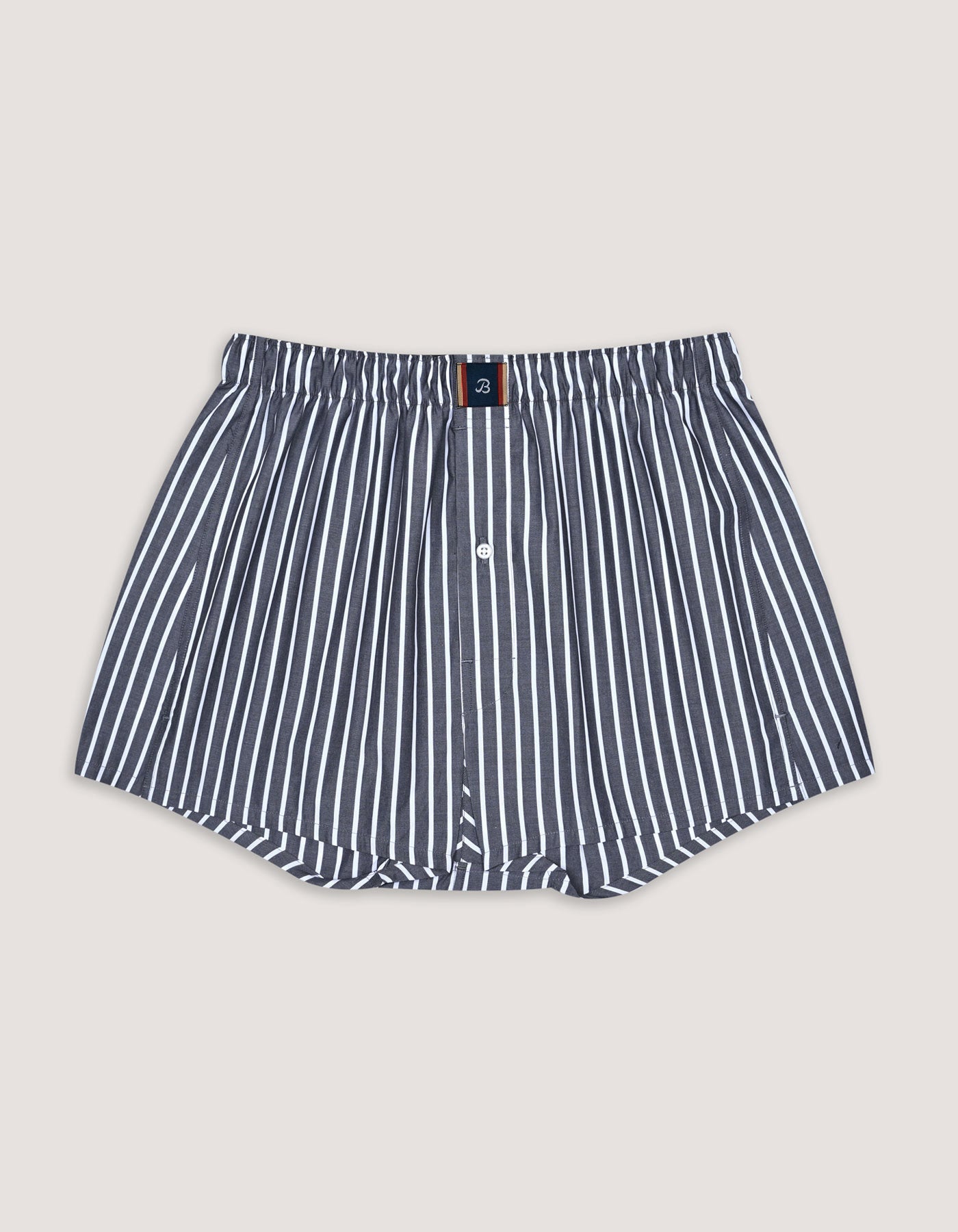 Charcoal Grey Striped Cotton Boxer