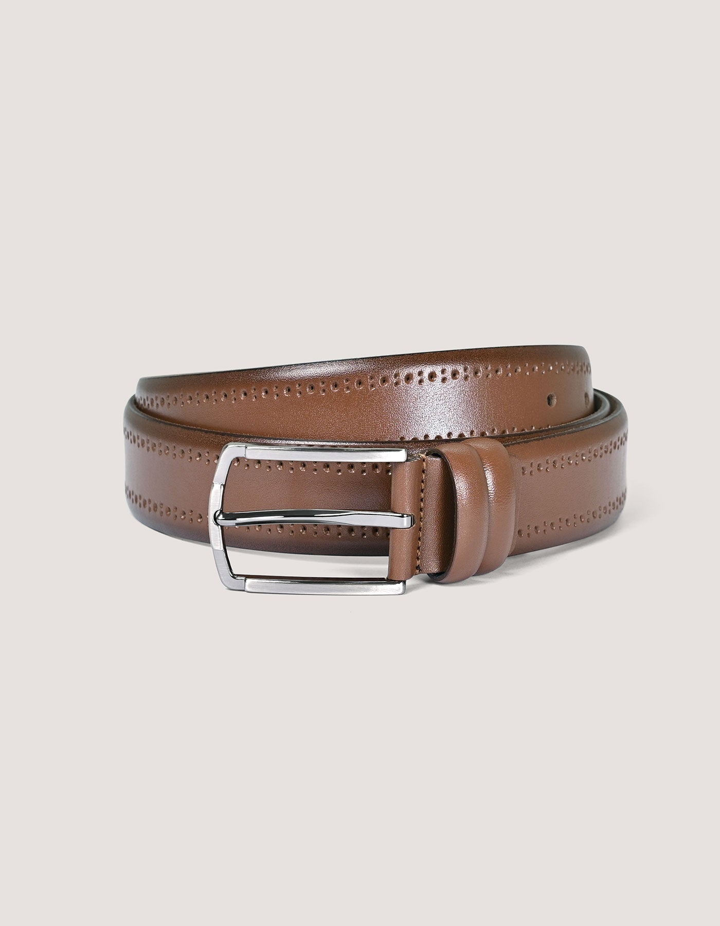 Brown Leather Belt With Texture