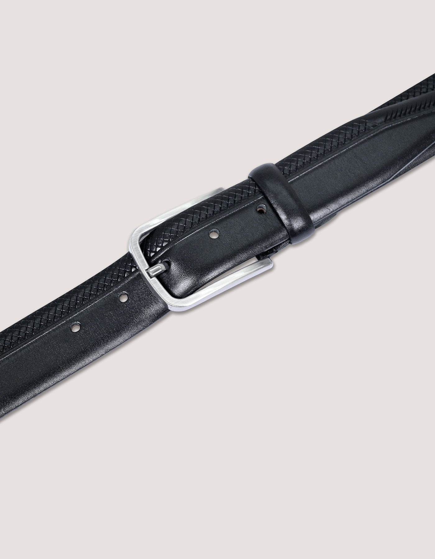 Patterned Leather Belt - Black